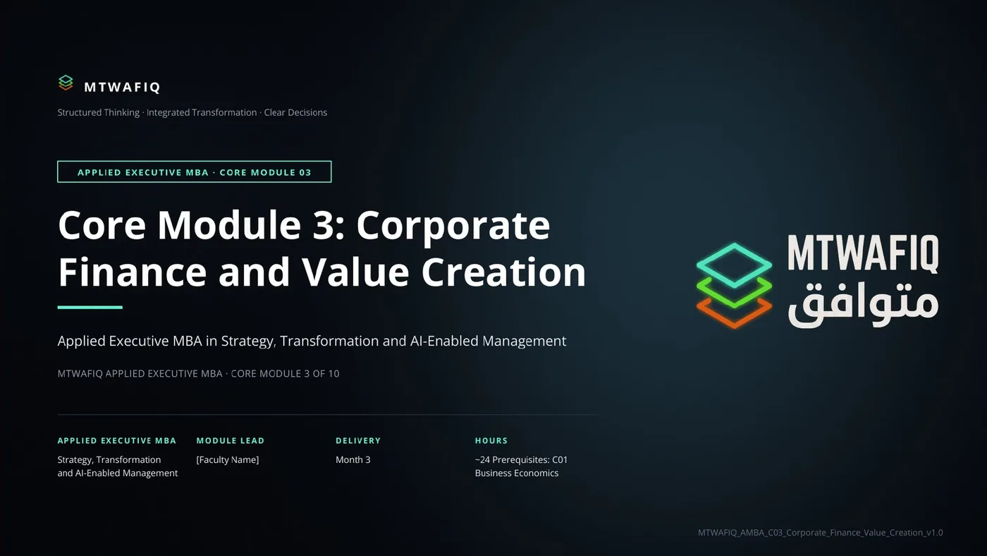 Core Module 3: Corporate Finance and Value Creation